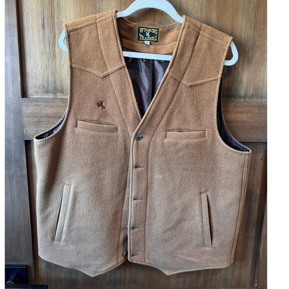Wyoming Traders 100% Wool Vest Cowboy Ranch Wear Button Up Mens Large - Picture 2 of 11